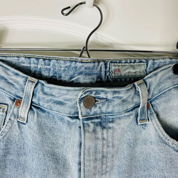 AG Adriano Goldschmied Saige Wide Leg Crop High Rise Jeans 30 Raw Hem Distressed - Picture 4 of 8